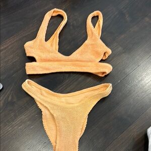 Orange Textured Bikini Set